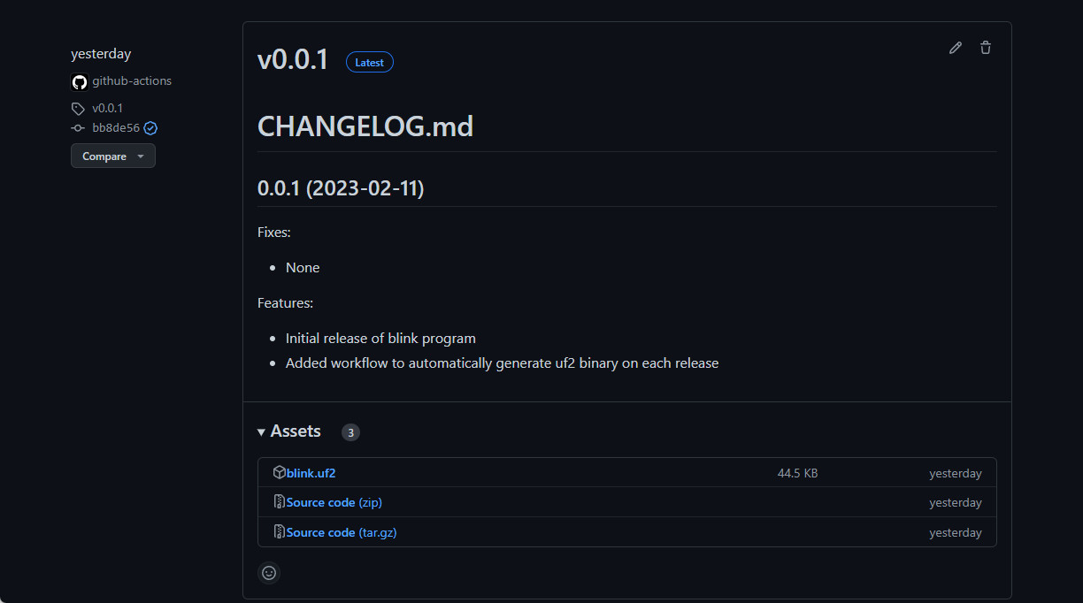 GitHub Actions automatically generated a new release