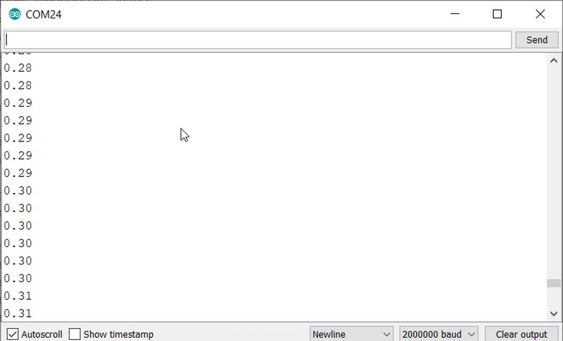 Serial monitor with sine output